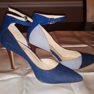 Blue denim heels